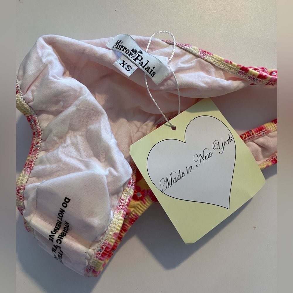 Mirror Palais NWT Mom High Cut Bikini Bottoms XS Yellow Ditsy Floral Pristine - Picture 6 of 6